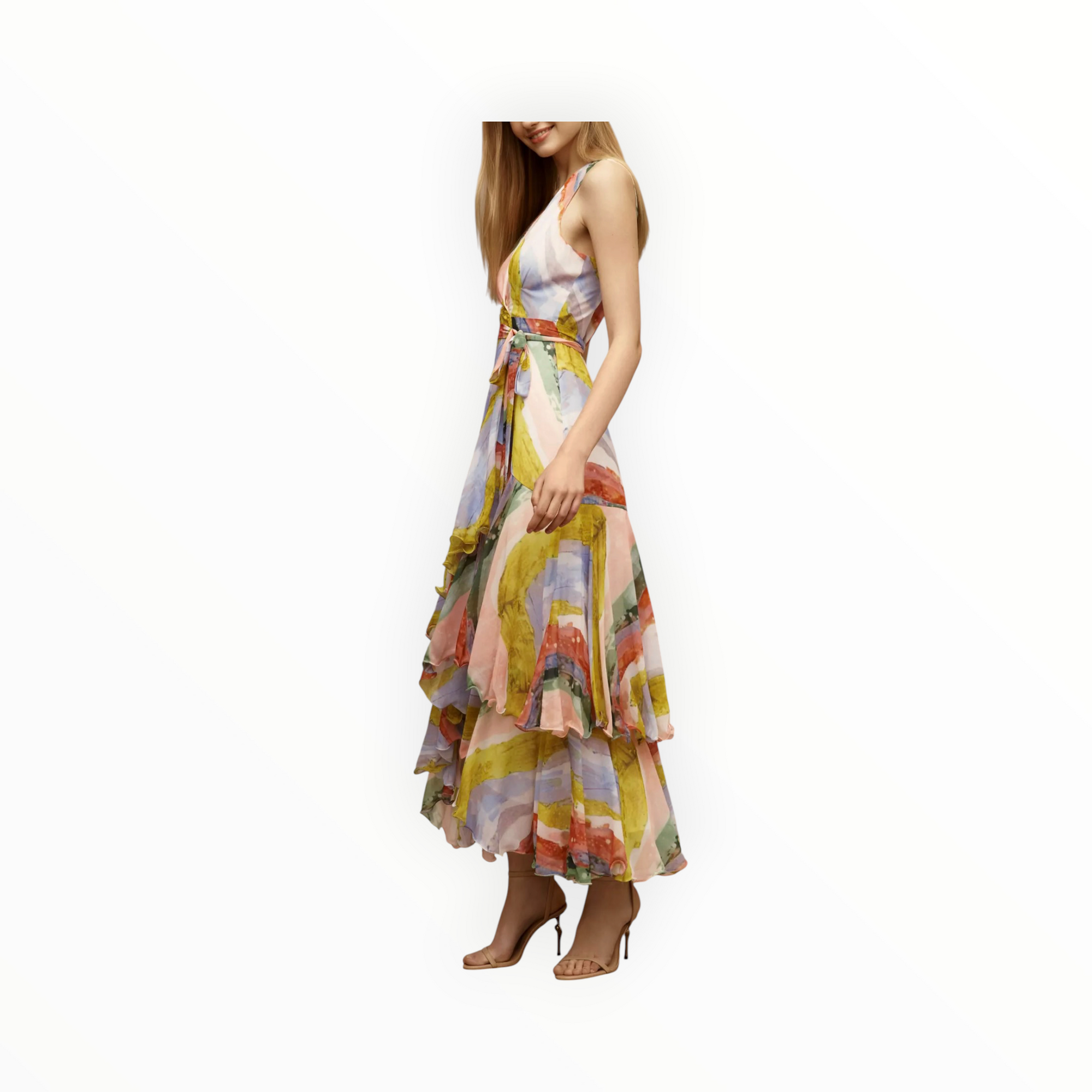 Hutch Trinity Dress - Multi Cascade Brushstrokes