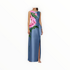 Kay Unger Luciana Column Gown - Pearl Blue Multi