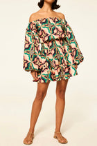 MISA Jordana Dress - Prismatic Tile Coral Cotton