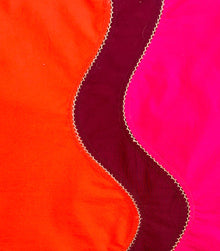 ILIO NEMA Wave Patchwork Poplin Leda Dress - Red/Pink