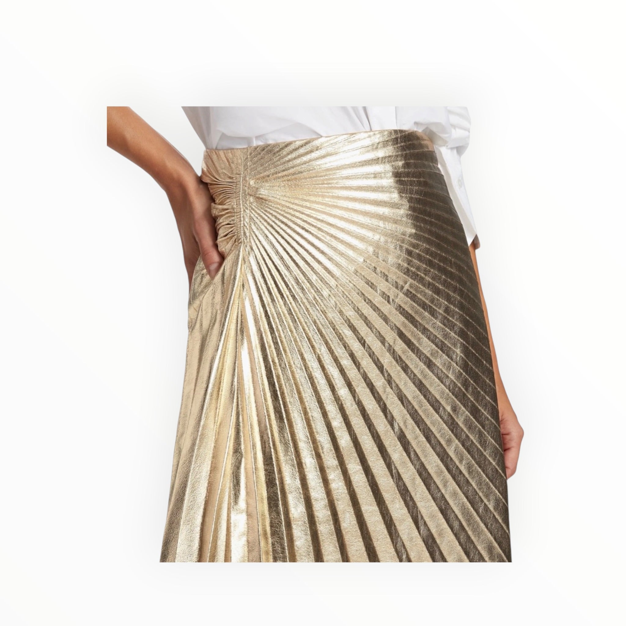 A.L.C. Tori Pleated Asymmetric Skirt - Gold