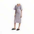 GANNI Seersucker Check V-Neck Midi-Dress - Persian Violet