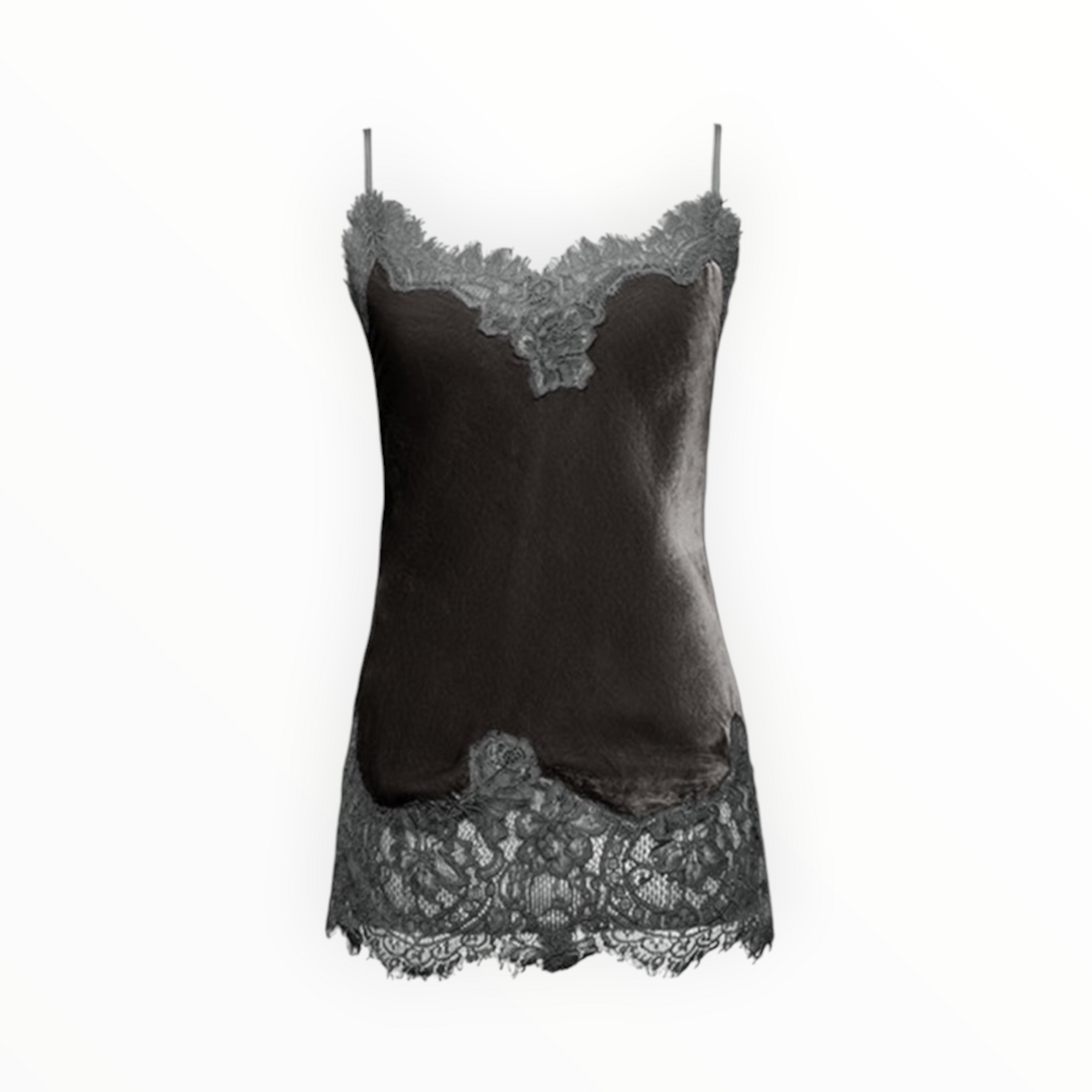 Gold Hawk Anastasia Lace Trim Velvet Cami - Pewter