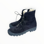 Lofina Lace Up Suede Boots W/Shearling Interior - Navy