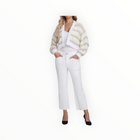 525 America Zoe Cotton Open Stitch Cardigan- Bleach White Multi