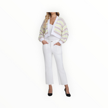 525 America Zoe Cotton Open Stitch Cardigan- Bleach White Multi