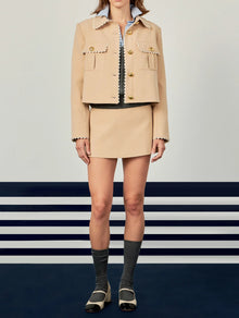 English Factory Scalloped Jacket - Taupe