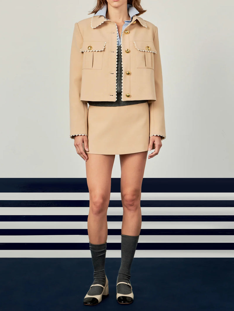 English Factory Scalloped Jacket - Taupe