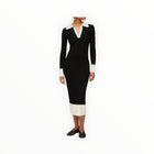 Fifteen Twenty Belle Ribbed Polo Dress - Black/Cream
