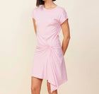 Monrow Tucked Front Tee Shirt Dress - Dusty Pink