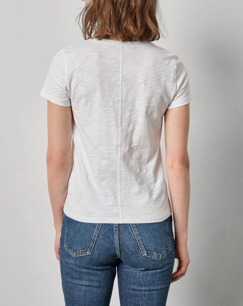 LILLA|P V Neck Back Seam Tee - White