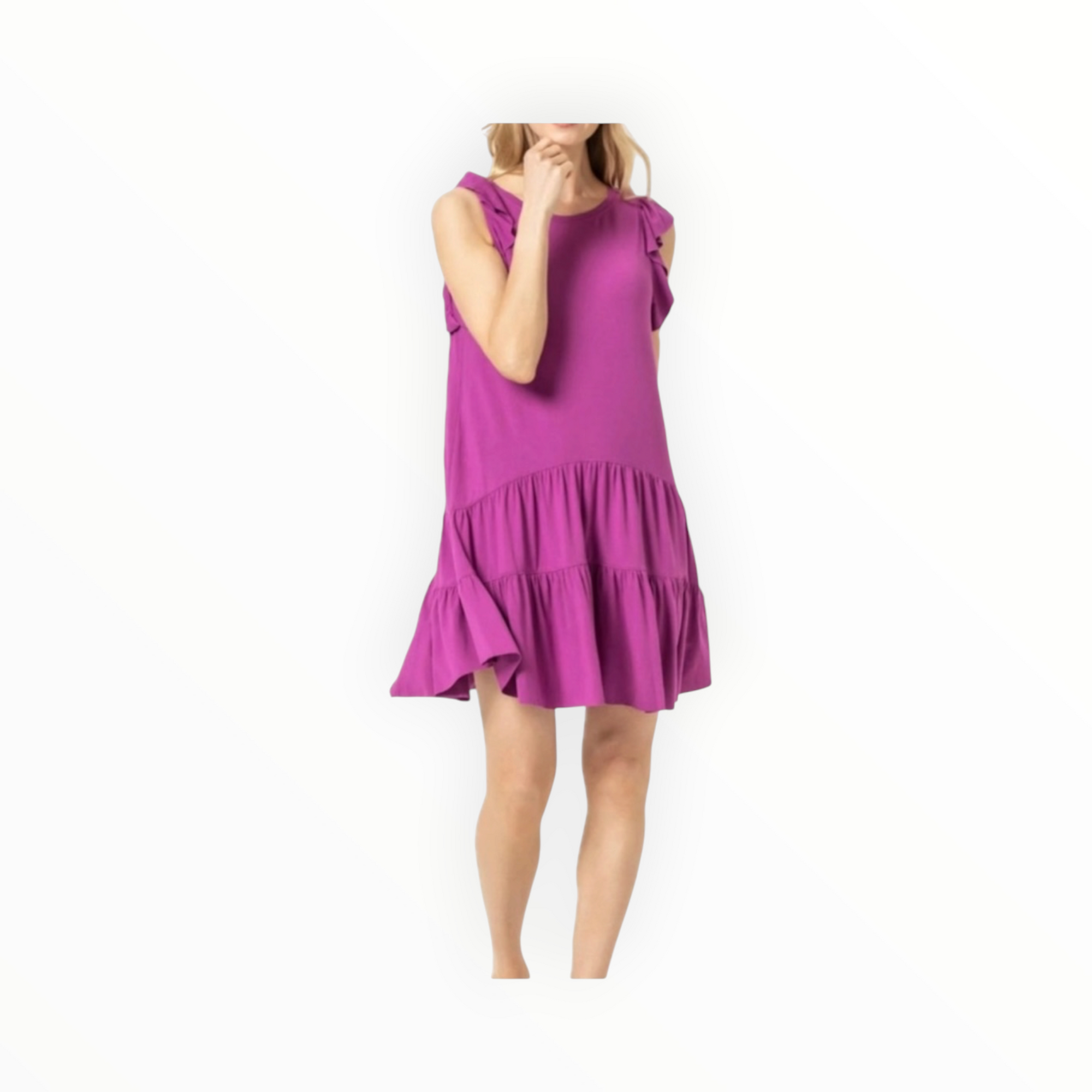 Lilla P Tiered Peplum Tank Dress - Dahlia