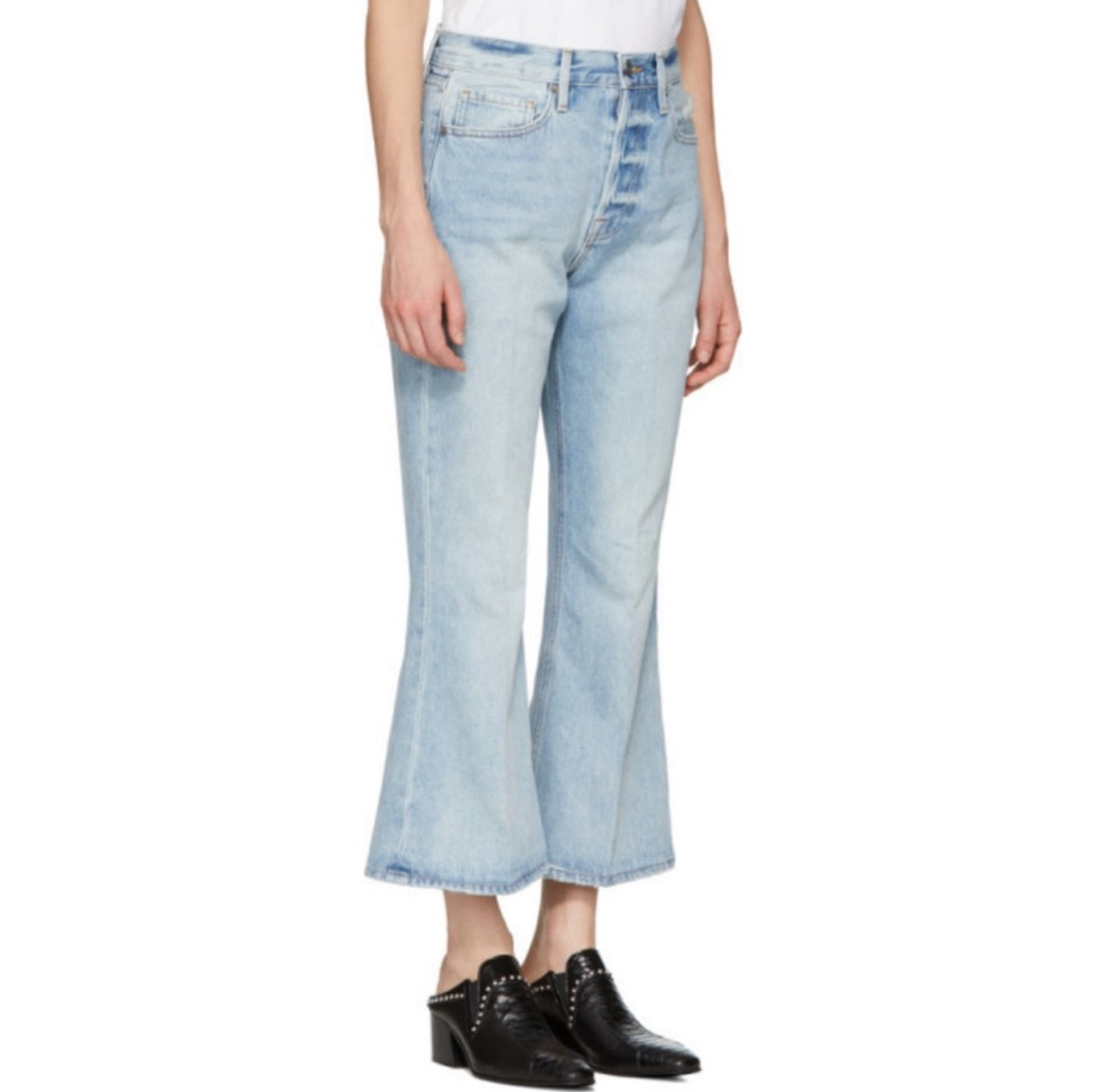 FRAME Blue Rigid Re-Release Le Crop Flare Jeans