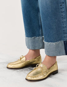 rag & bone Carter Metallic Leather Boat Shoes - Gold