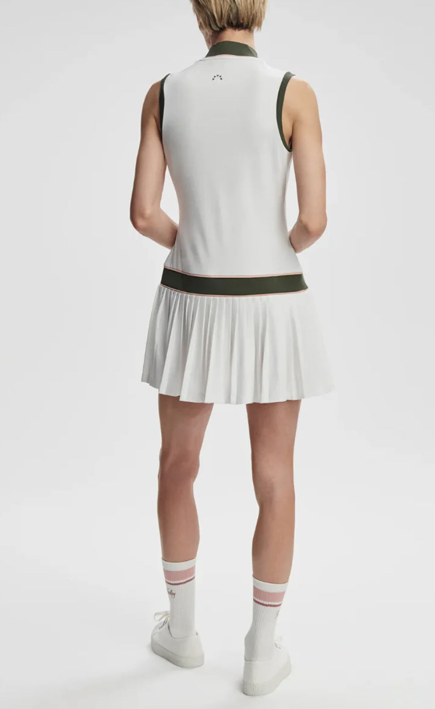 Varley Jouri Court Dress 32.5" - White/ Deep Ivy
