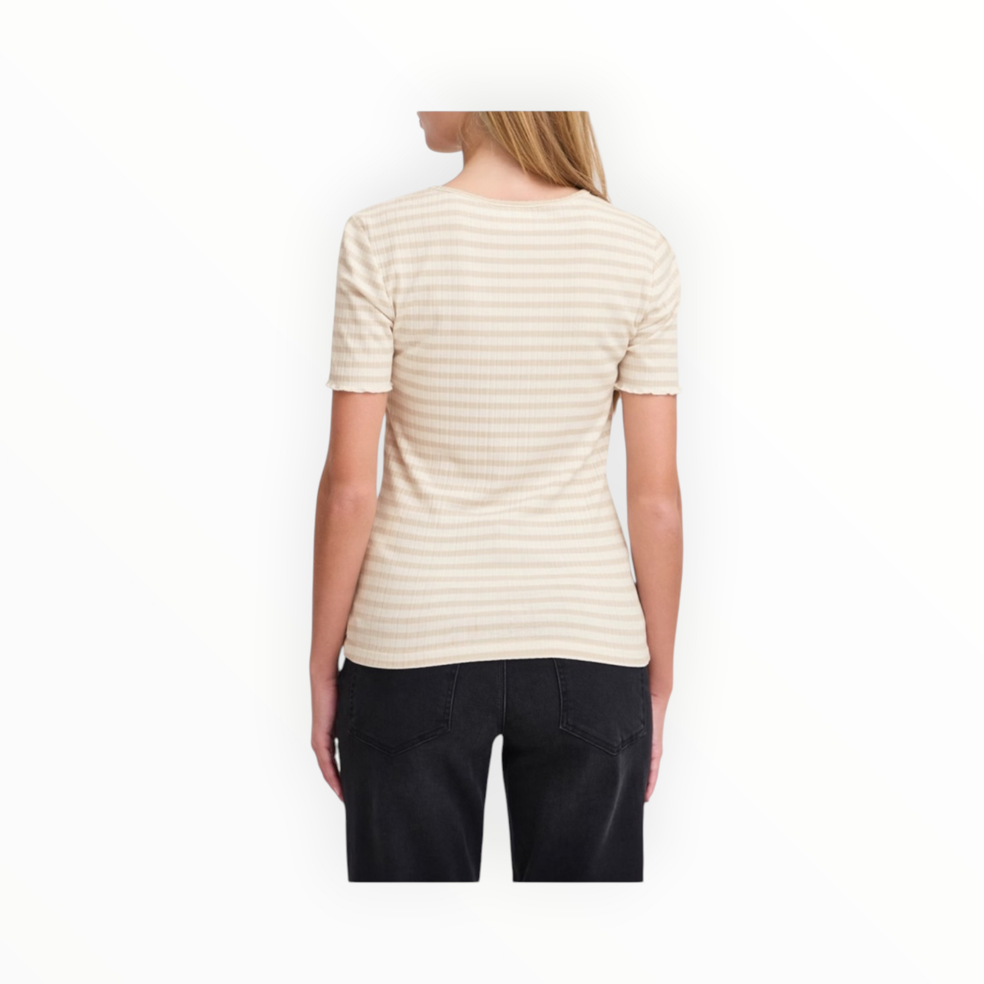 ICHI Cella Stripe T-Shirt - Oatmeal