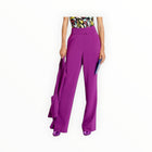 Essentiel Antwerp Viscose Satin  Straight Leg Pants - Purple