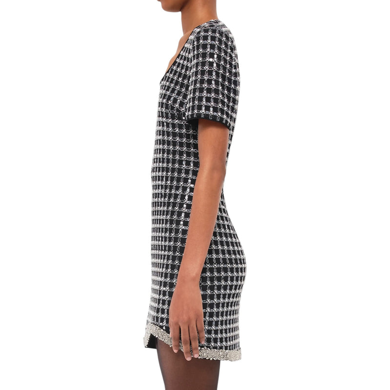 SIMKHAI Vivalie Embellished Grid Dress - Black