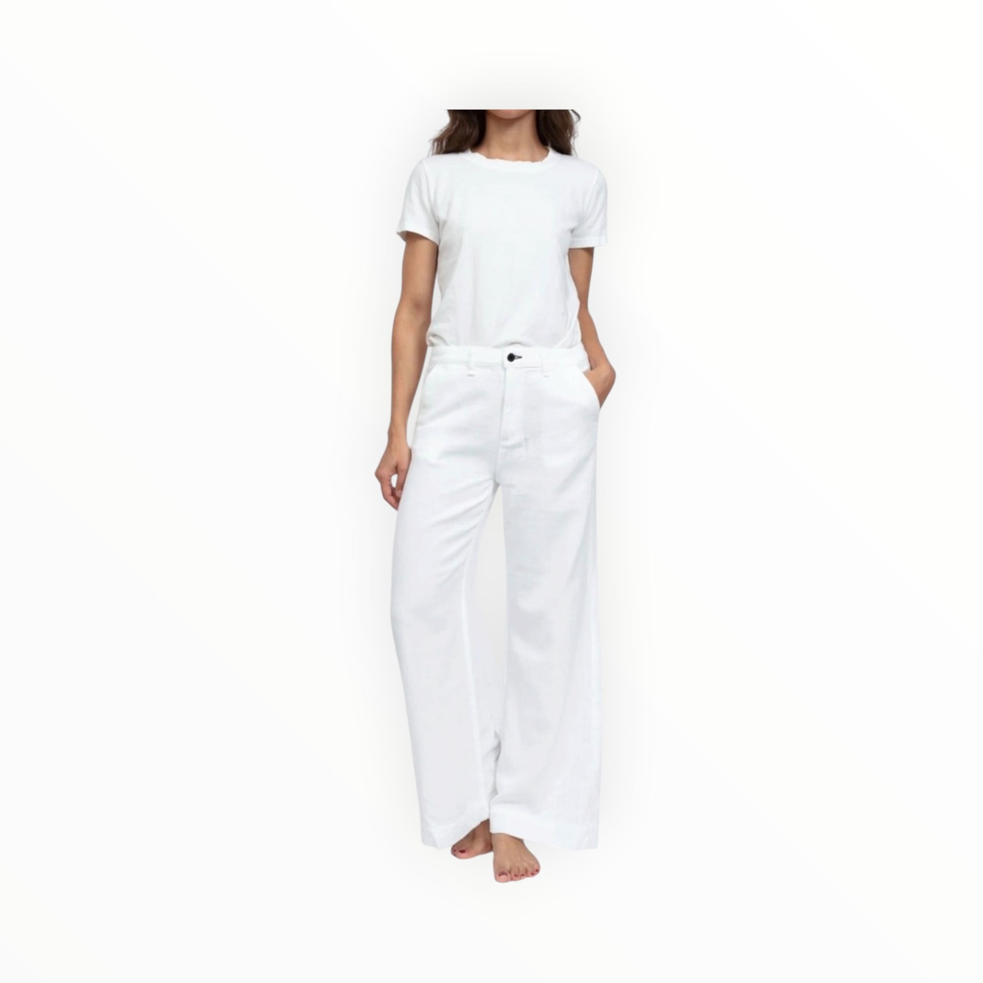 ASKK NY Cropped Brighton Twill Jeans - Ivory