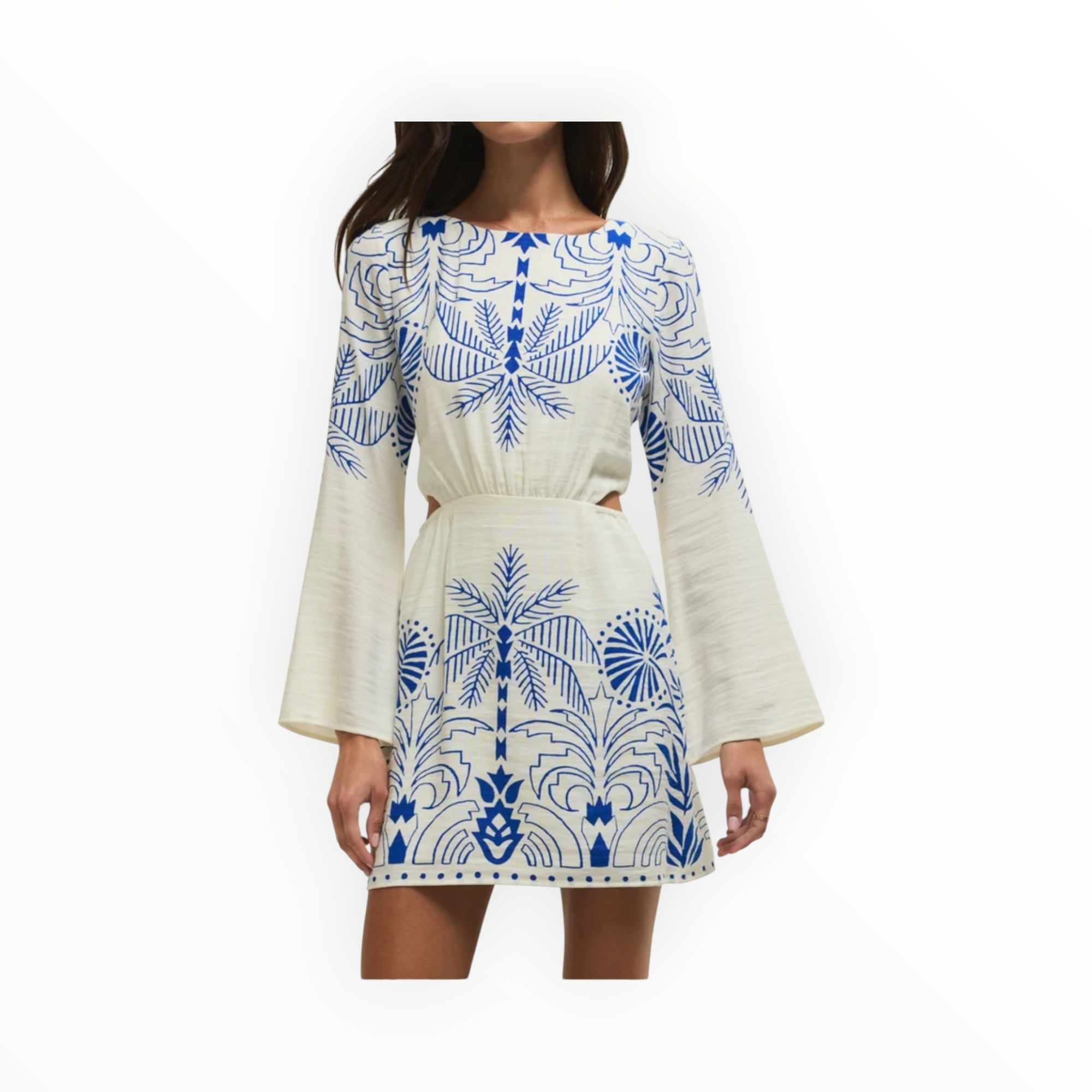 Z Supply Tahina Airy Palm Mini Dress - Nautical Cobalt Blue