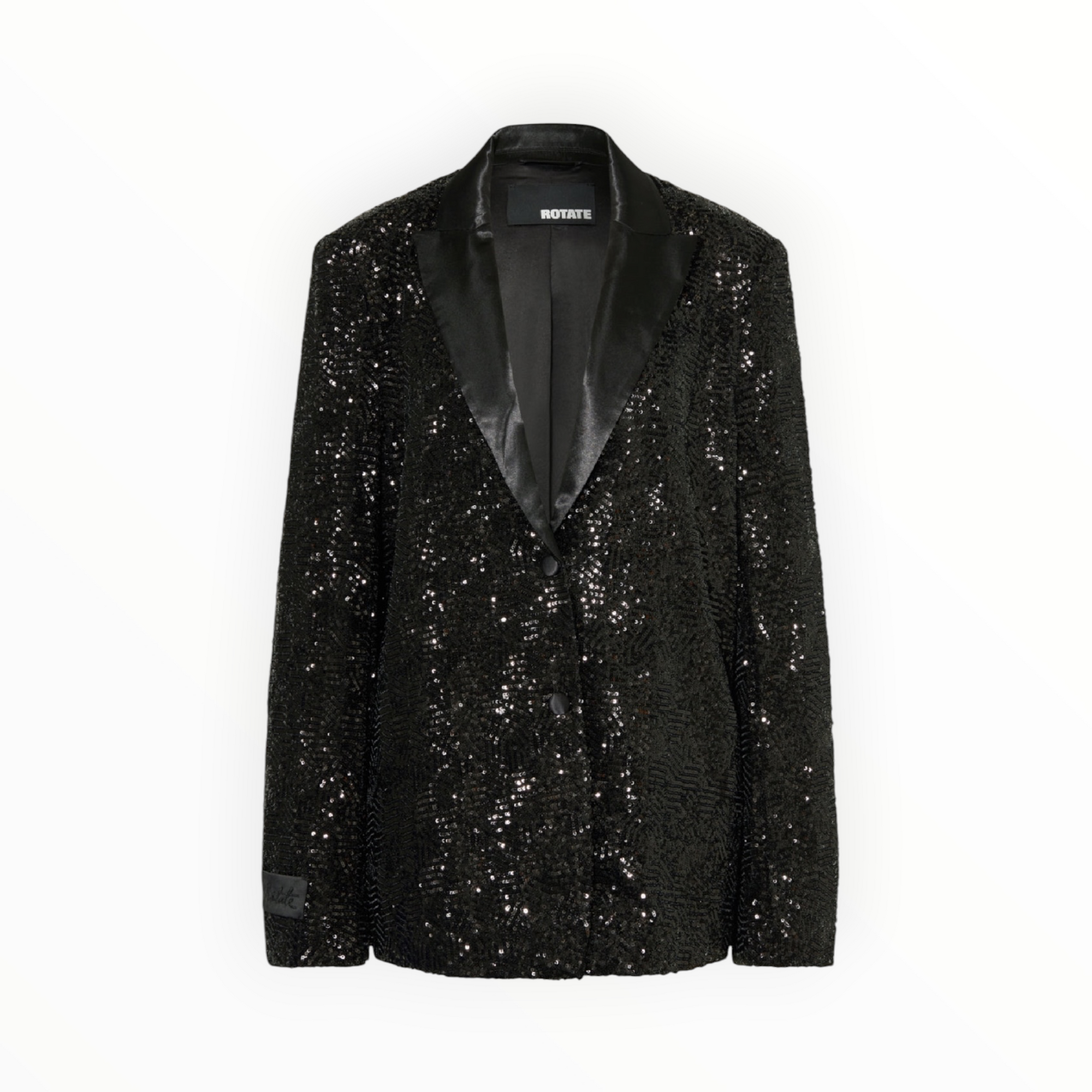 Rotate Birger Christensen Sequined Oversized Single-Breasted Blazer - Black