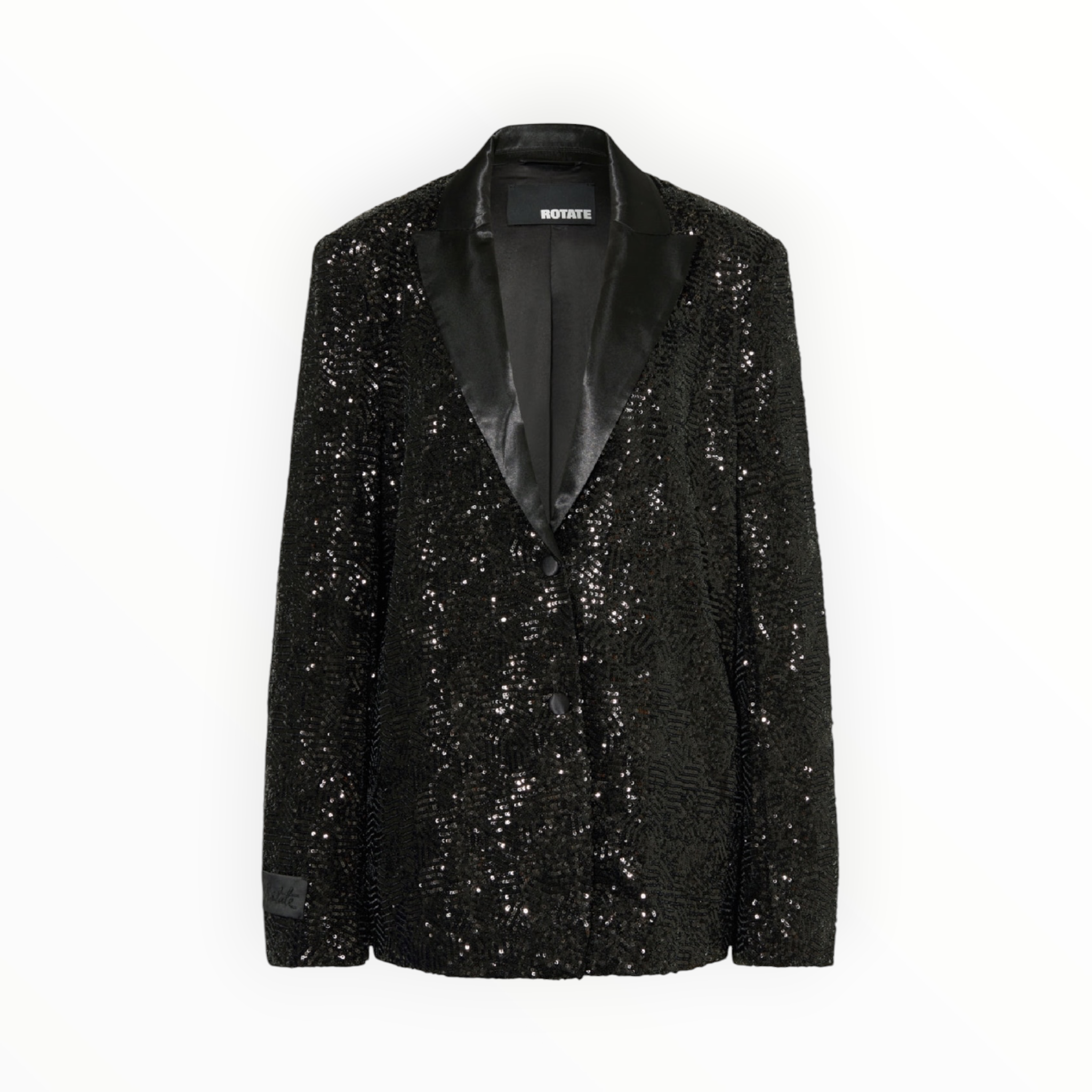 Rotate Birger Christensen Sequined Oversized Single-Breasted Blazer - Black
