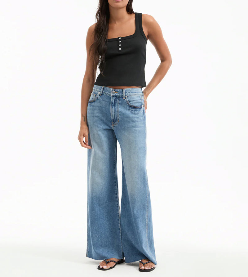 Veronica Beard Kasey Wide-Leg Jean - Dusted Glare