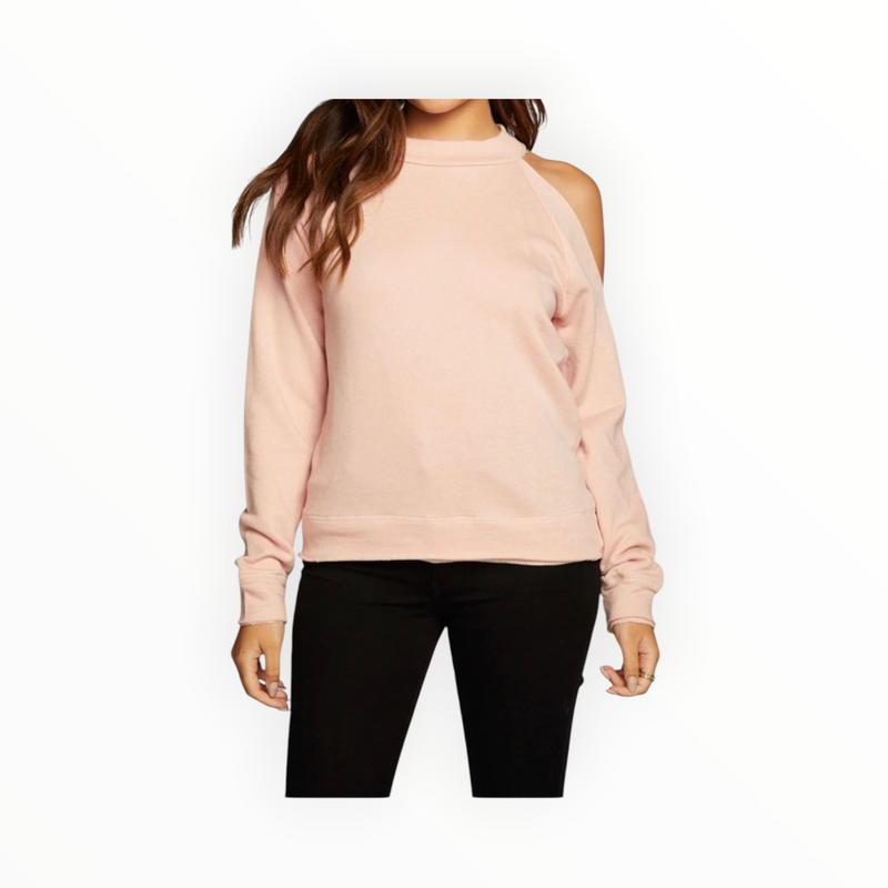 Chaser Linen French Terry Vented Shoulder Raglan Pullover - Pink
