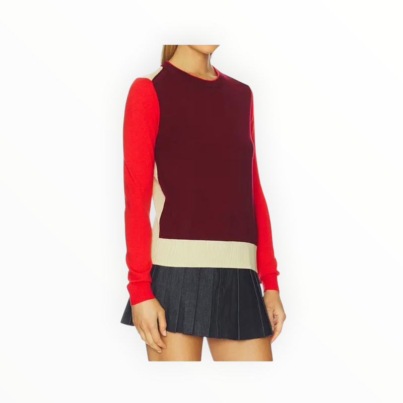 rag & bone Taron Colorblock Crew - Burgundy Multi