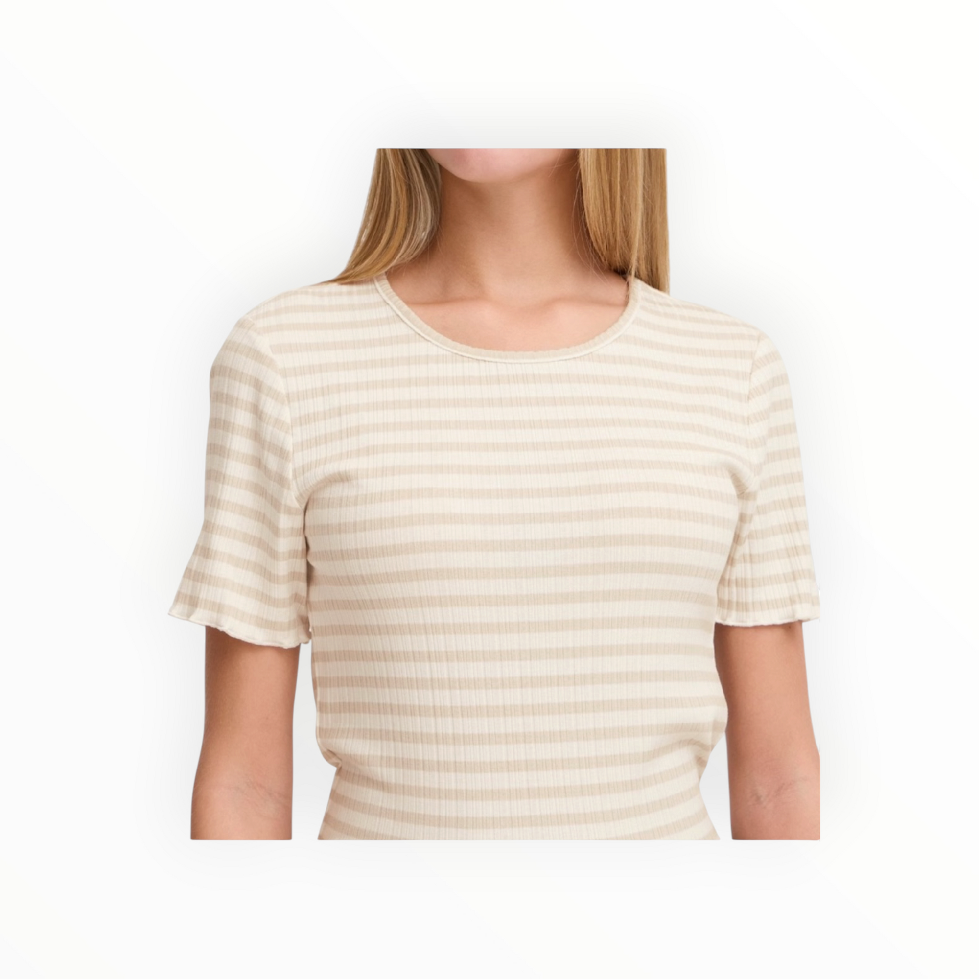 ICHI Cella Stripe T-Shirt - Oatmeal