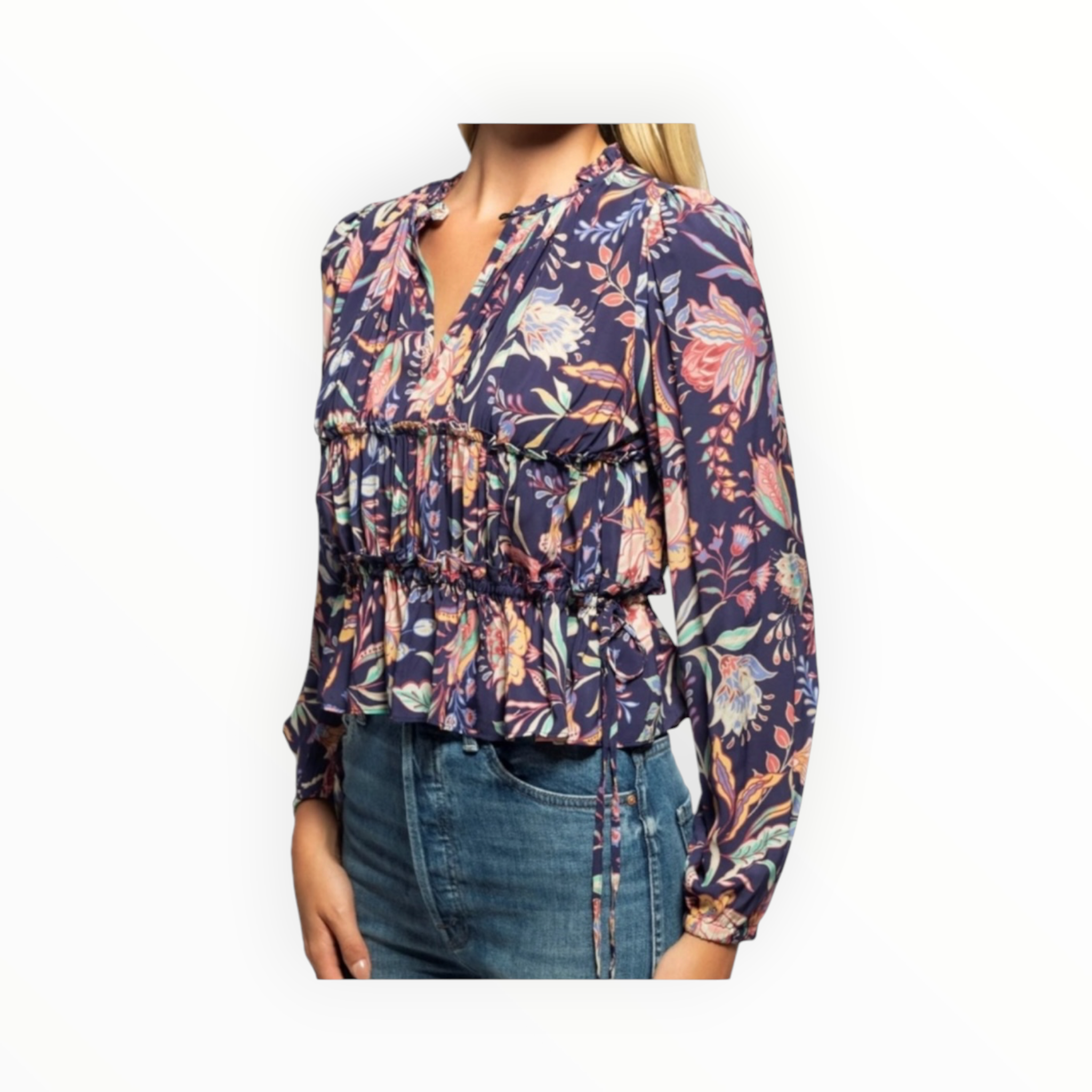 Shoshanna Lyndon Top - Navy/Pink Multi