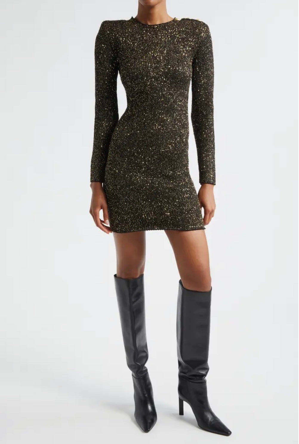 L'Agence Cherry Sequin Mini Dress - Black/Gold