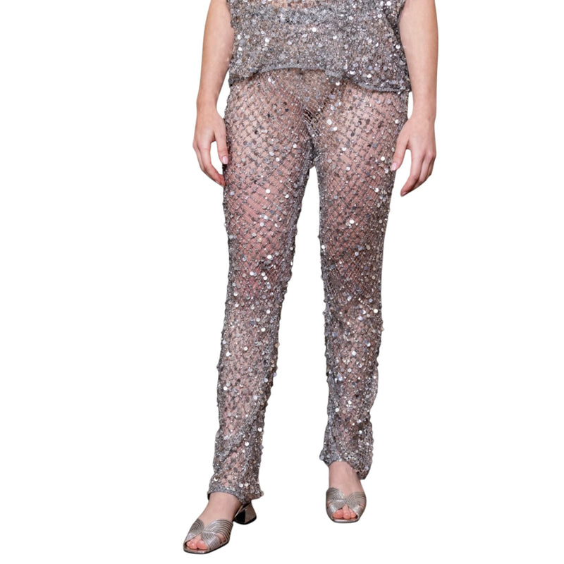 Lapointe Sequin Flare Leg Pant - Silver