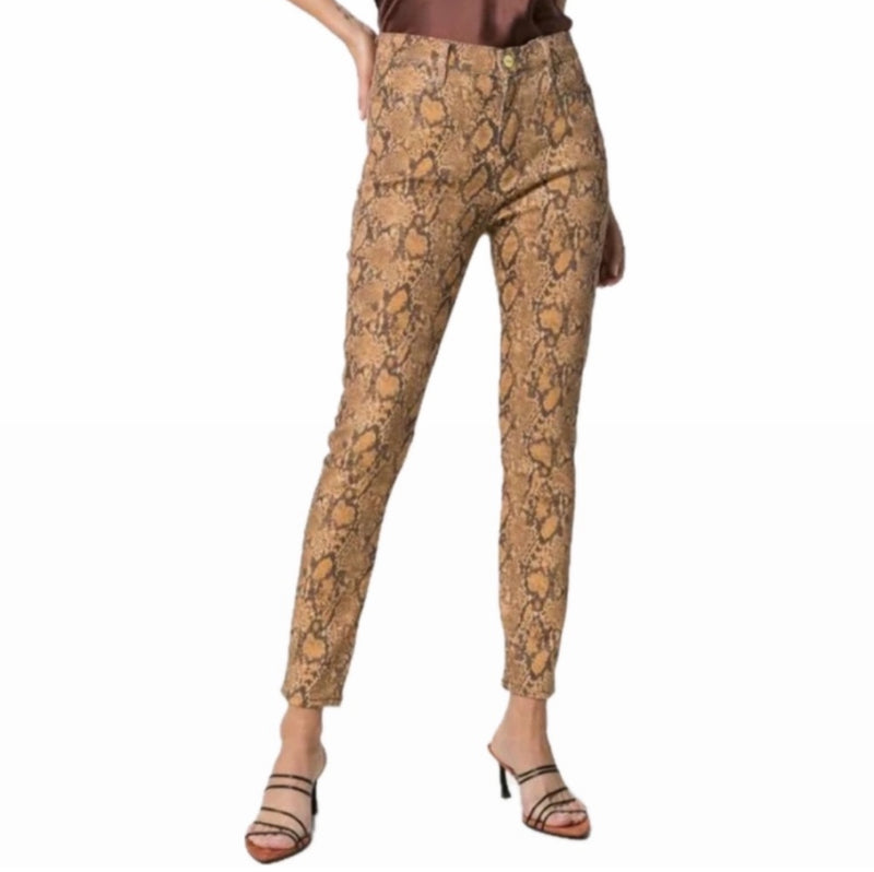 Frame Le High Skinny Crop - Coated Python
