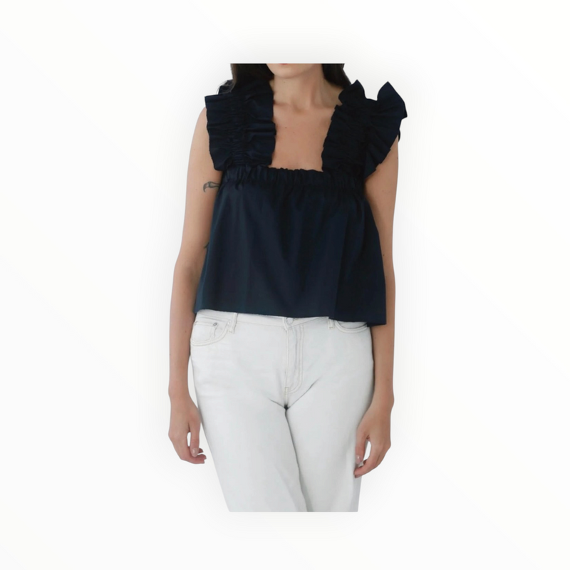Monica Nera Maya Silk Top - Black