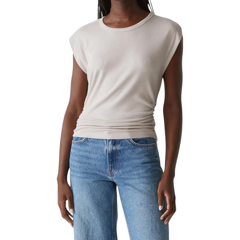 Michael Stars Joni Power Shoulder Tee - Cement