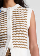 A.L.C. Margo Striped Knit Top - Parchment/Aged Bronze