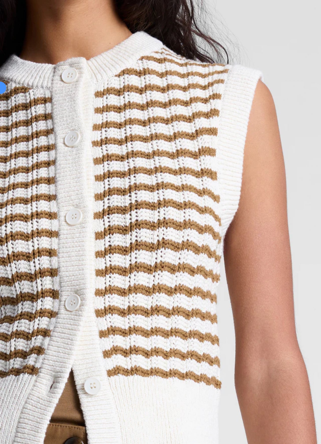 A.L.C. Margo Striped Knit Top - Parchment/Aged Bronze