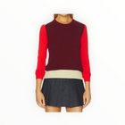 rag & bone Taron Colorblock Crew - Burgundy Multi