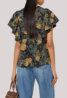 Ulla Johnson Lena Silk Flutter Sleeve Blouse - Nuit