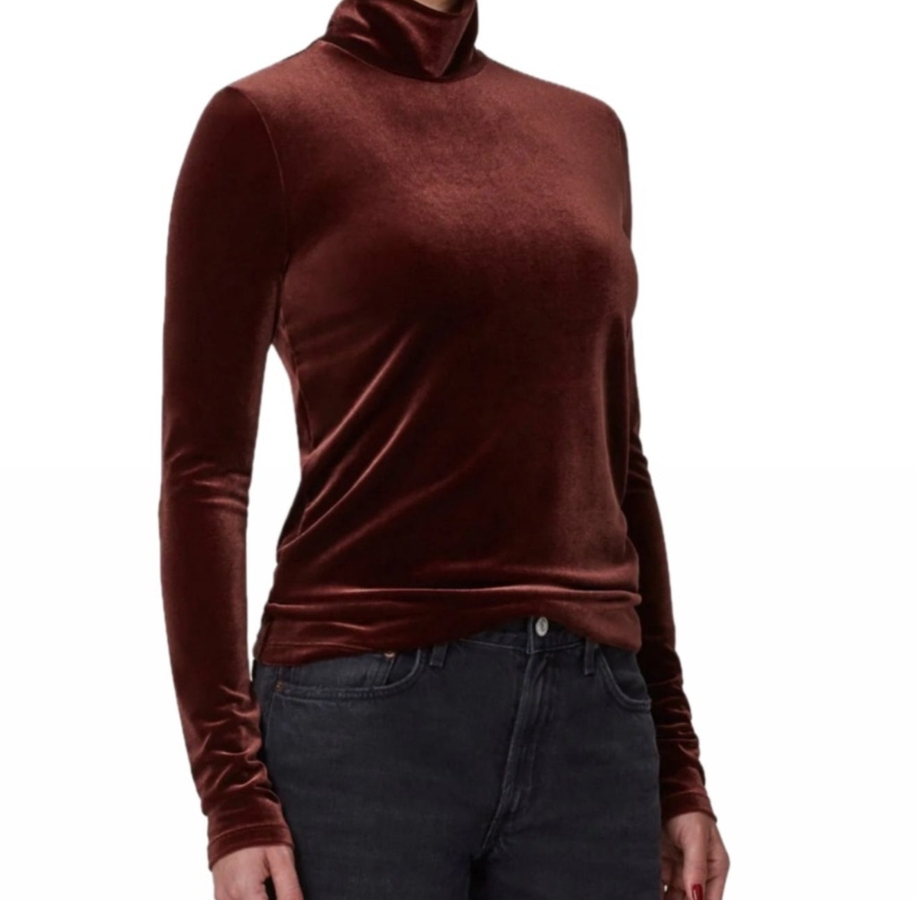 AGOLDE Pascale Turtleneck Top - Chocolate Milk