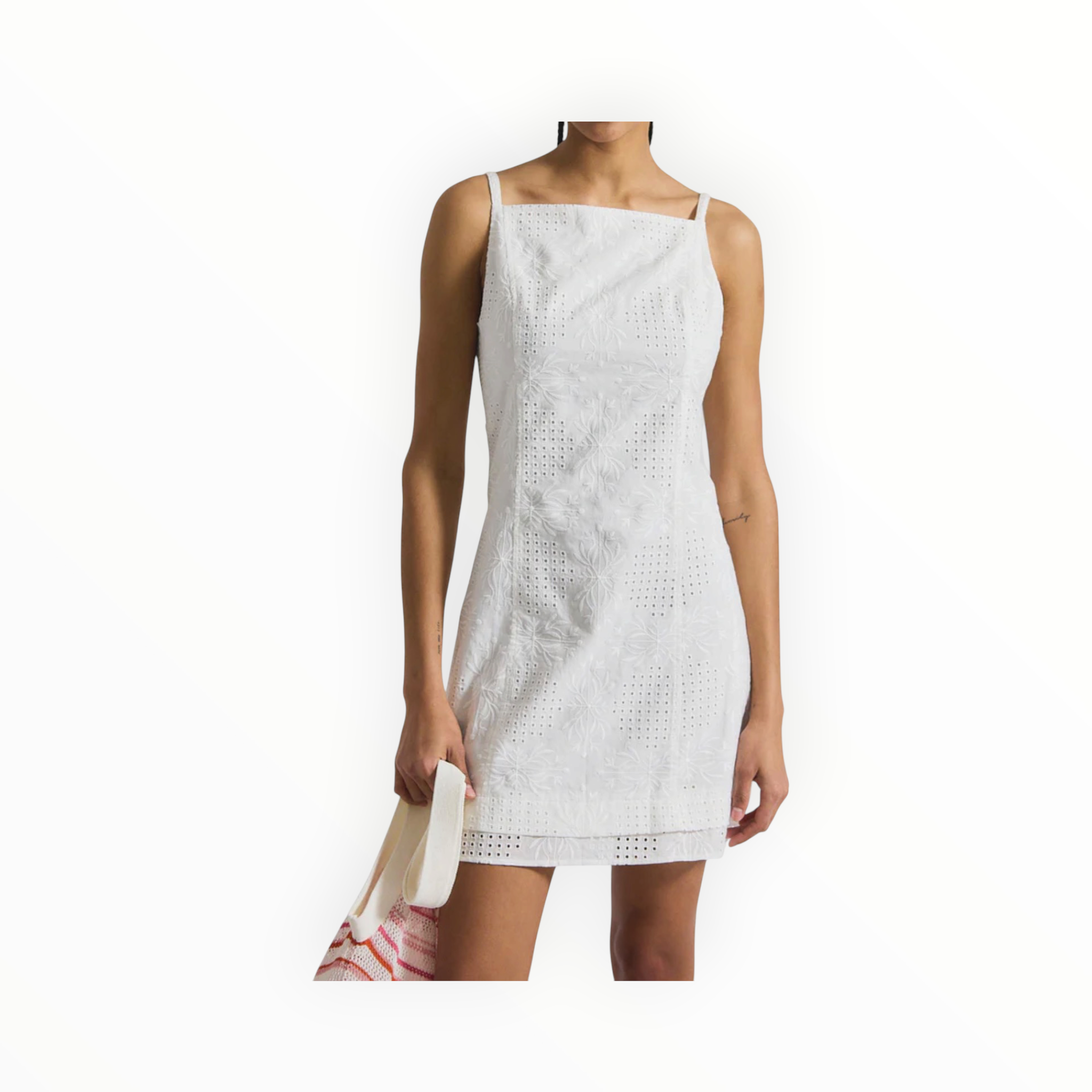 Derek Lam 10 Crosby Saige Garden Tile Eyelet Mini Dress - White