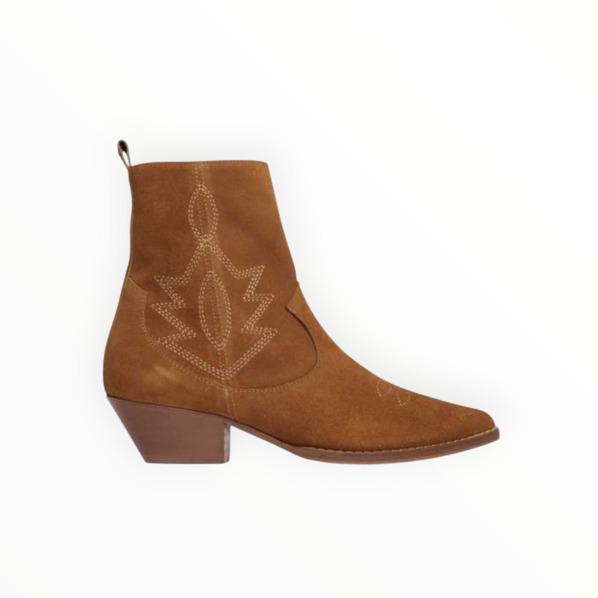 Frēda Salvador Jolene Western Ankle Boot - Bronze Suede