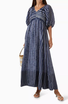 byTiMo Cupro Rouching Dress - Blue Stripe