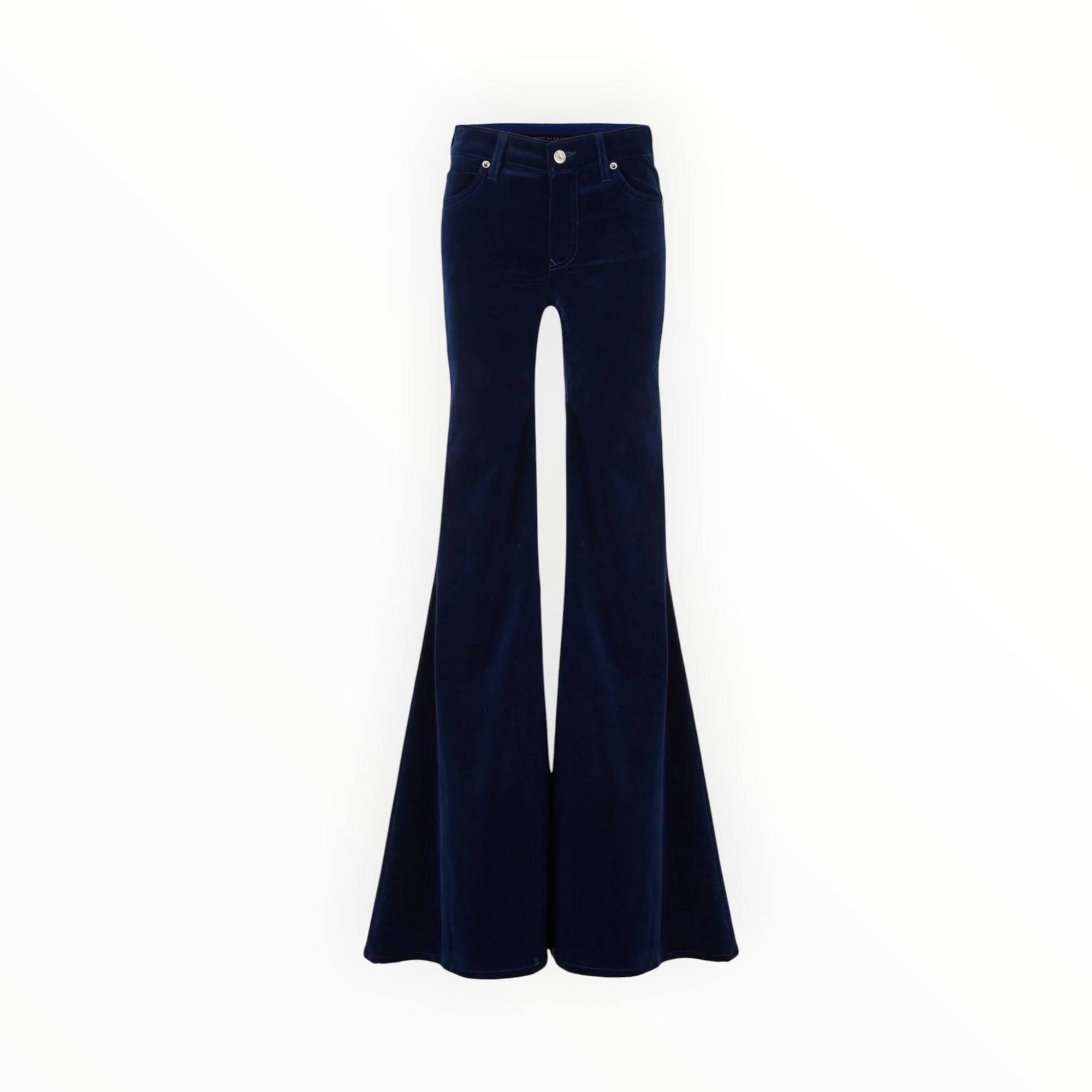 Coût De La Liberté Natalia Stretch Velvet Mid Rise Super Flare - Navy