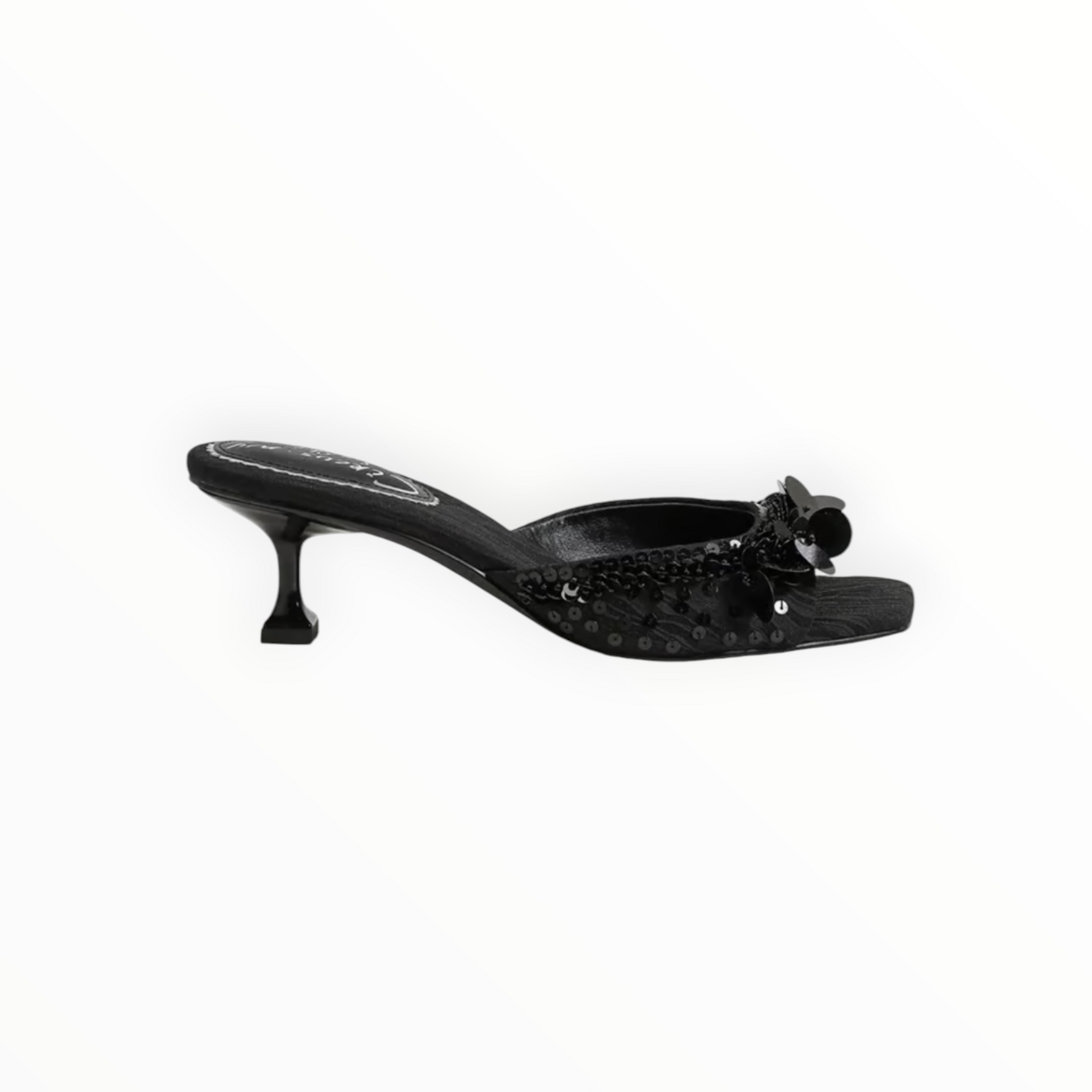 Circus NY Juliana Kitten Heel Mule - Black Fabric