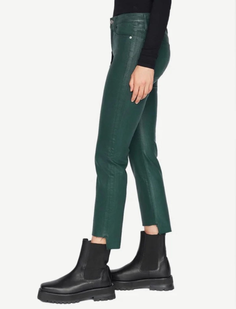 Frame Le High Straight Raw Stagger Coated Jean - Pine