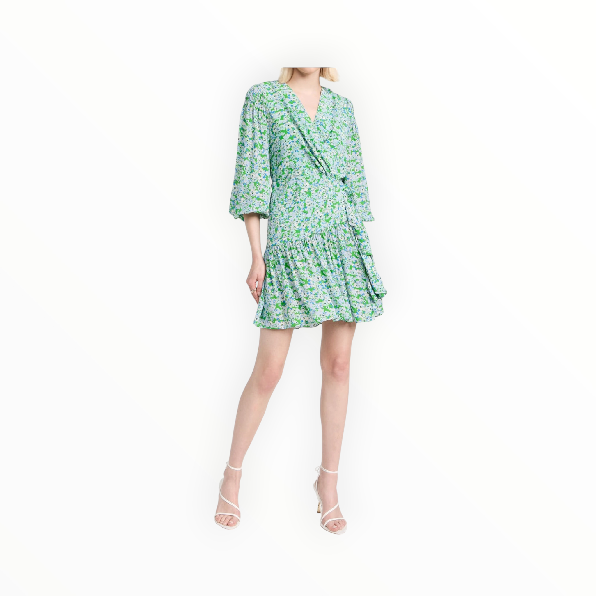 Shoshanna Nicola Floral Print Ruffle Dress - Spring Green Multi