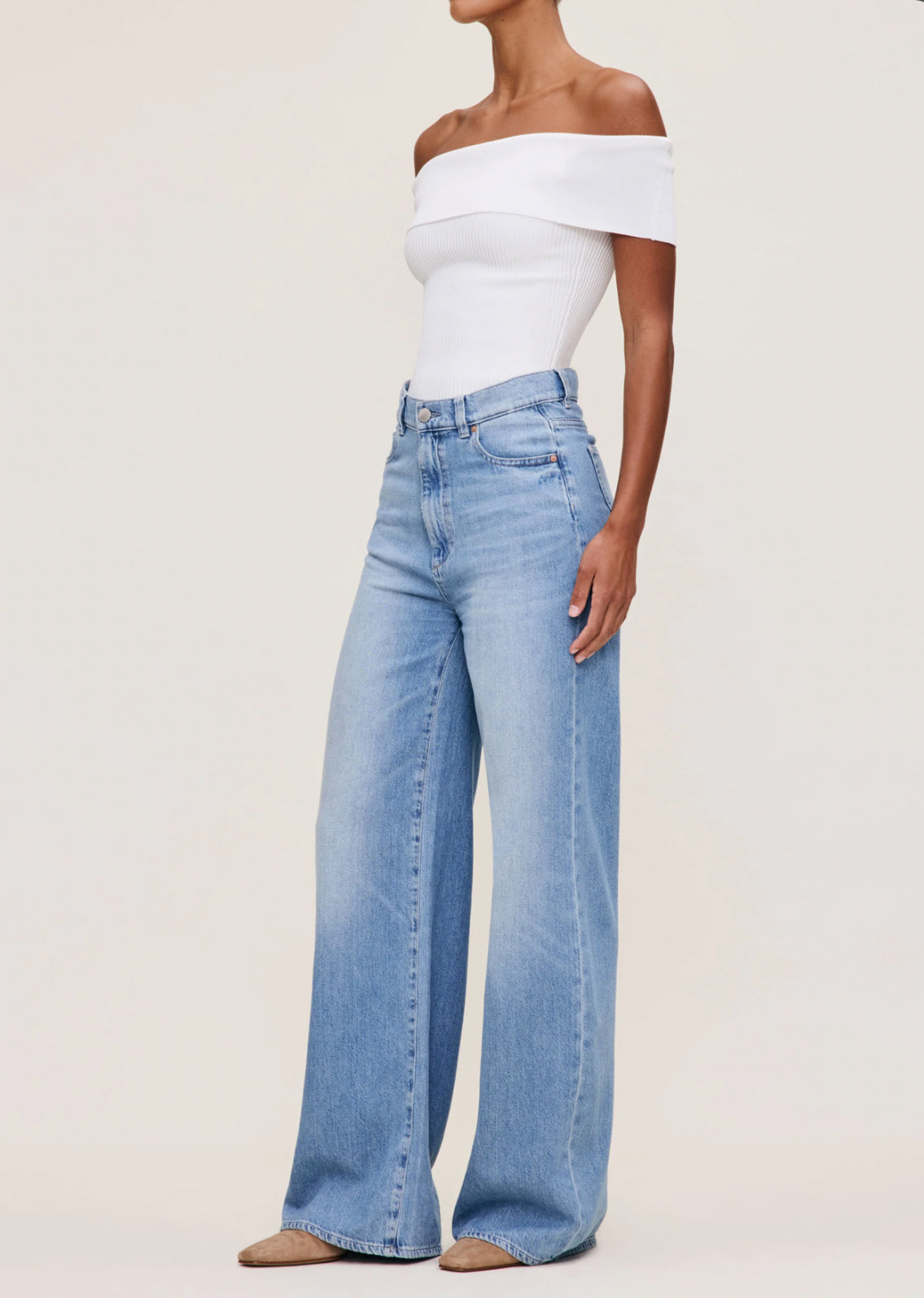 DL1961 Off Shoulder Top Instasculpt™ Rib - White