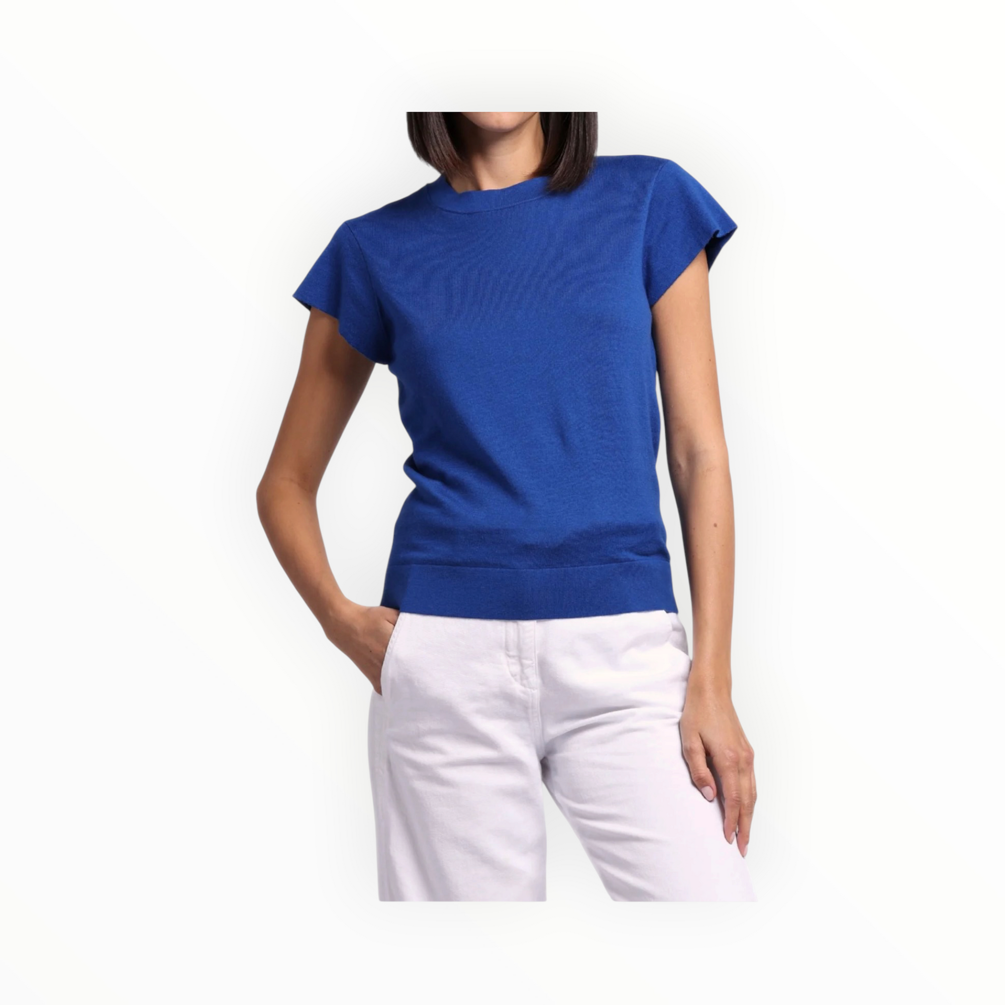 Minnie Rose Supima Cotton Cap Sleeve Crew - Paradiso
